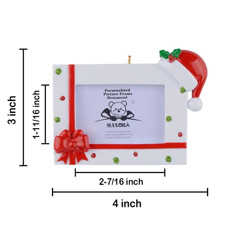 MAXORA Personalized Christmas Tree Ornament - Photo Frame with Santa Hat - Custom Gift for Baby's First Christmas - Image 5